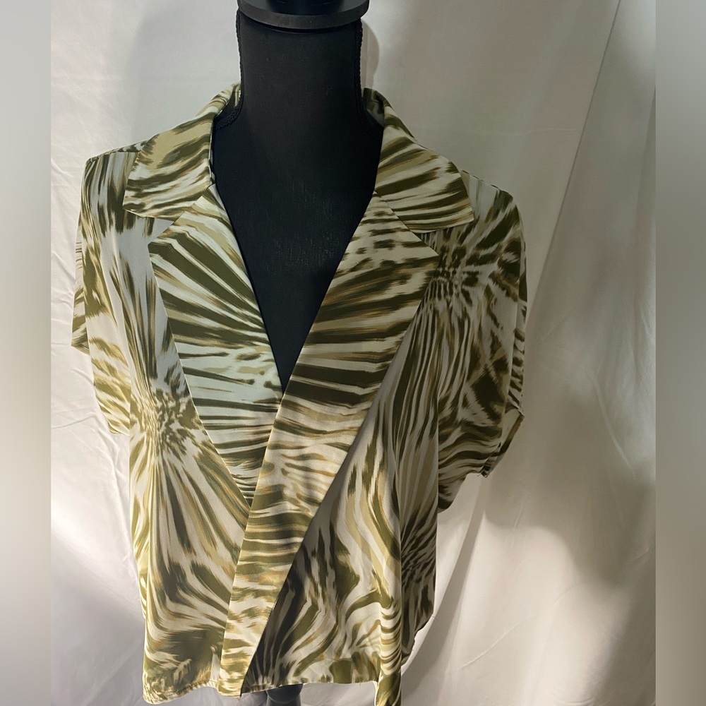 Worthington Tops Time Warp Marble Lightweight Blouse Short Sleeve Color:Size: XL
